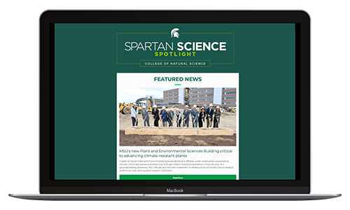 Image of laptop showing Spartan Science e-newsletter
