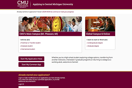 Thumbnnail of the Central Michigan University Apply application