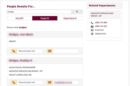 Thumbnail of the Central Michigan University online directory